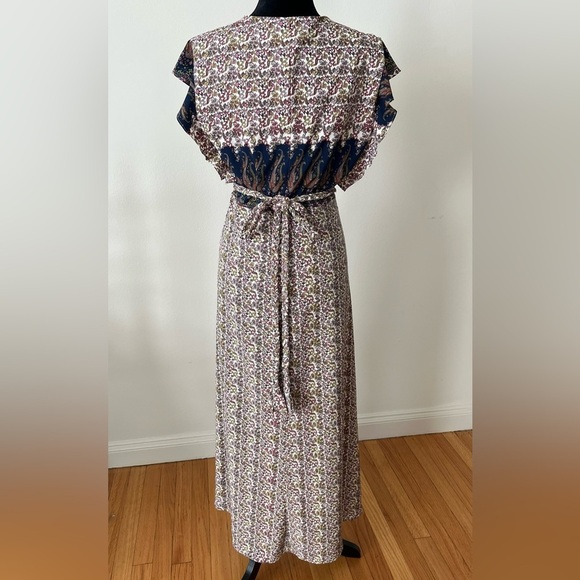 EUC MISA Los Angeles Carolina Floral Spring Flowy Cap Sleeve Maxi Wrap Dress SzM - Picture 8 of 15